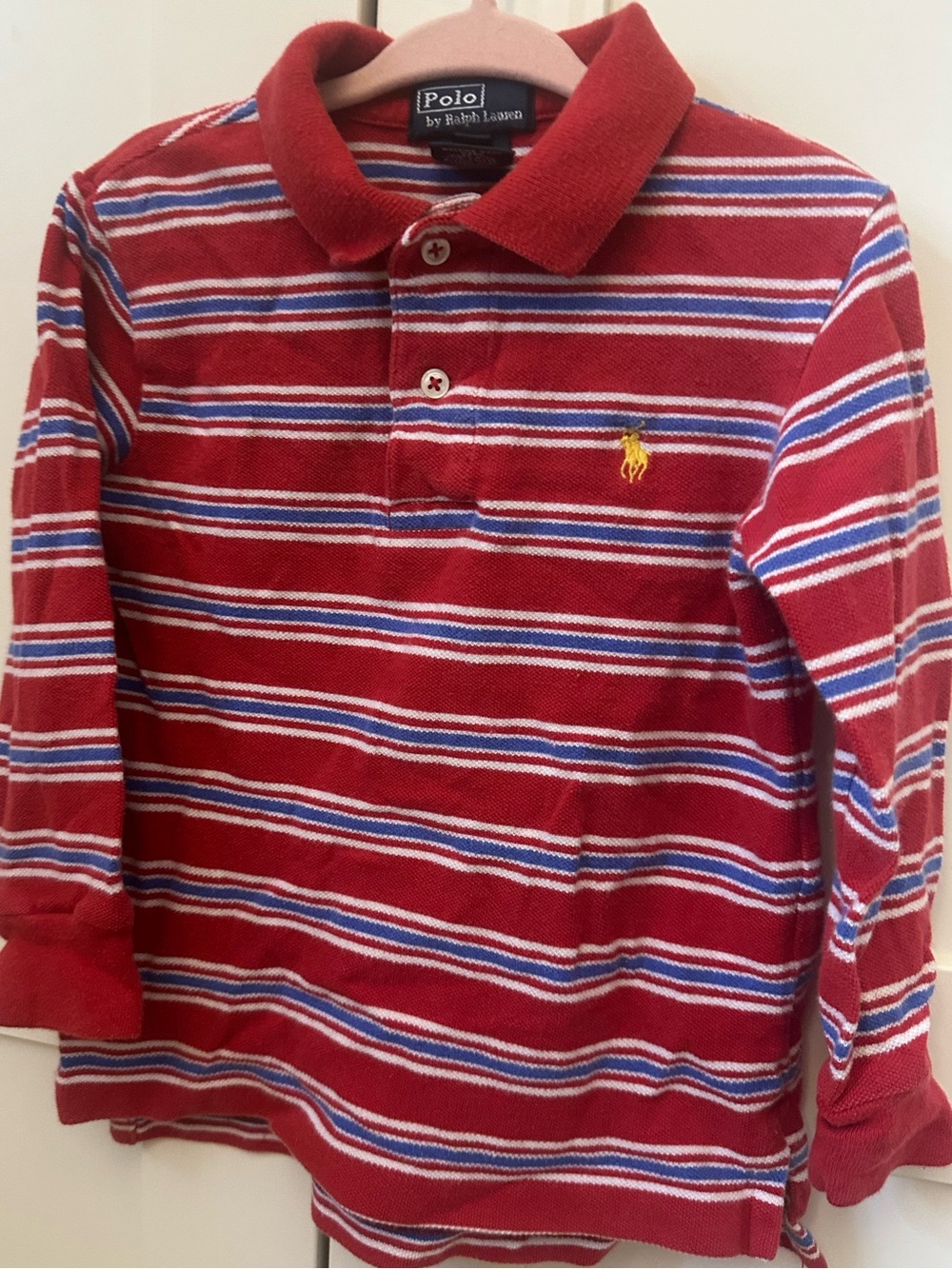 Polo by Ralph Lauren Red Striped Long-Sleeve Kids Polo 3T